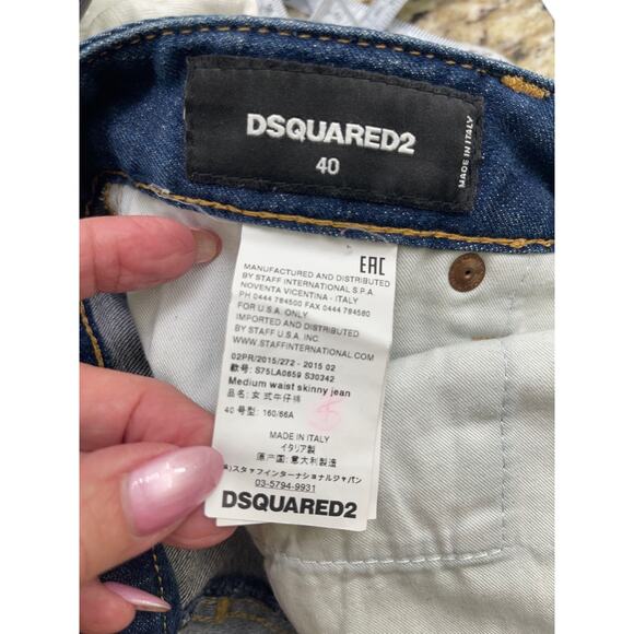 DSquared2 Skater Italy distressed patch Medium waist skinny Jean size 40 Small 4 - Picture 4 of 6
